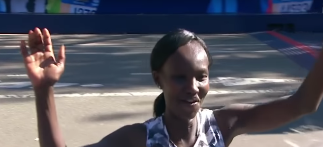 Mary Keitany winning NYC Marathon 2018